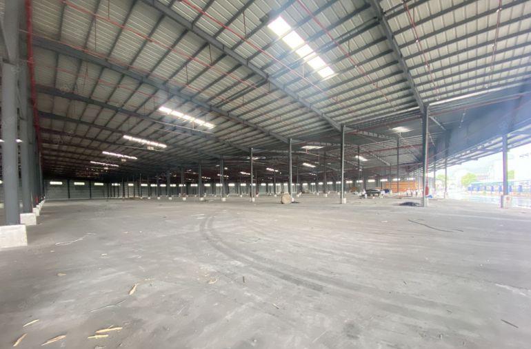 大岭山高速口旁独院40000平，单一层10米钢构，低价出租。